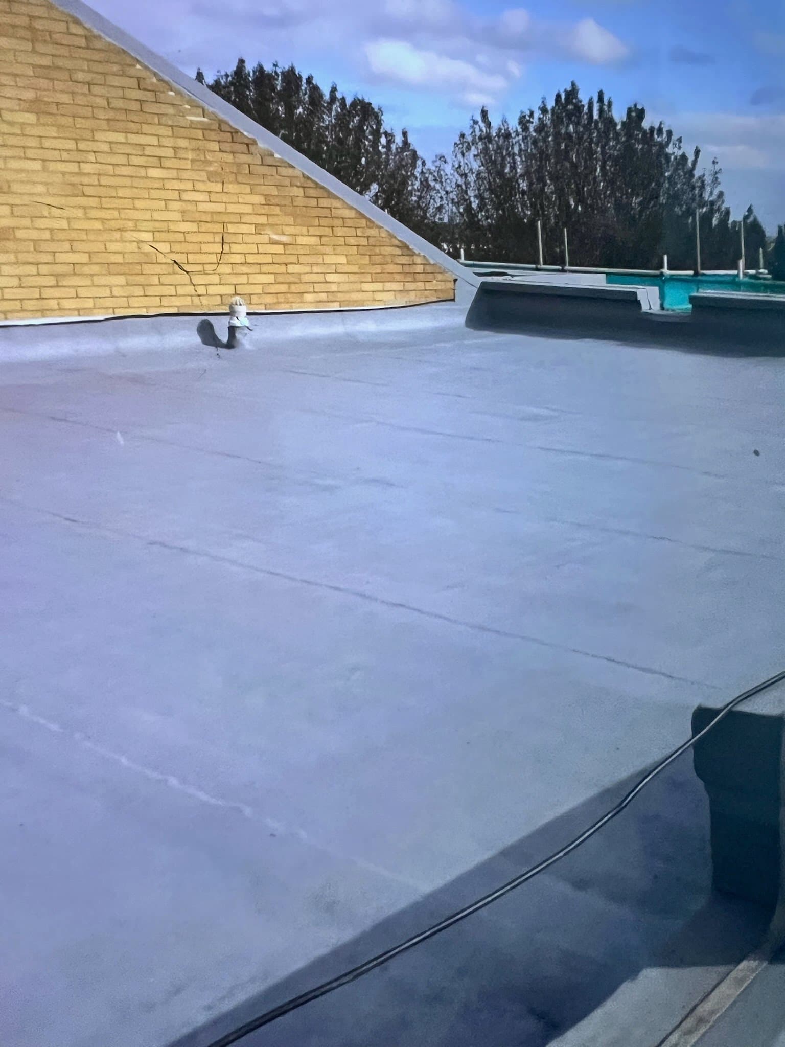 A rolled roof on a commercial building